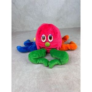 Vintage Fiesta Stuffed Plush Octopus Colorful Beanbag Toy Green Pink Blue